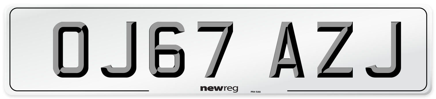 OJ67 AZJ Number Plate from New Reg